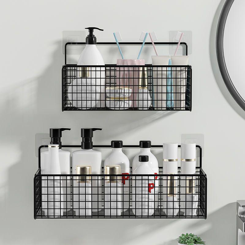 "Punch-Free Bathroom Wall Racks - Storage for Toiletries, Dorm Bedroom, or Books"