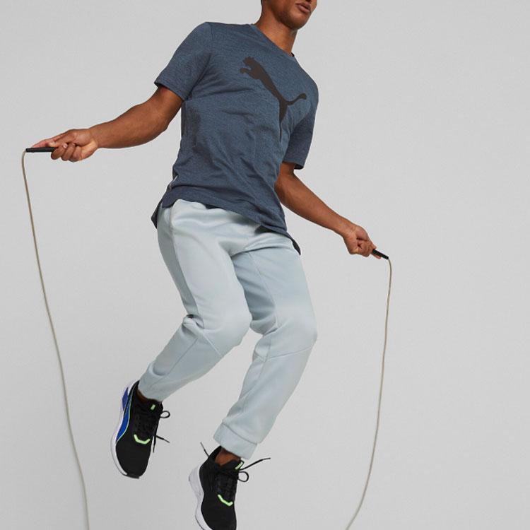 Puma Train Fav American Retro Logo Print Side Split Training Running Breathable Short Sleeve T-Shirt Men Tops Midnight-Blue 523004-16