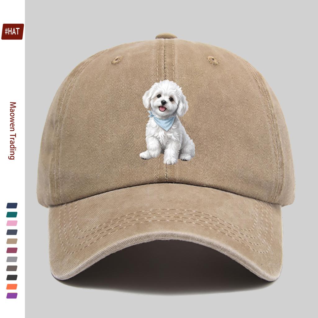 Pc Bichon Frise Print Casual Baseball Cap Sun Hat Suitable for Pet Lovers Comfortable Lightweight Decorative Hat with Adjusta