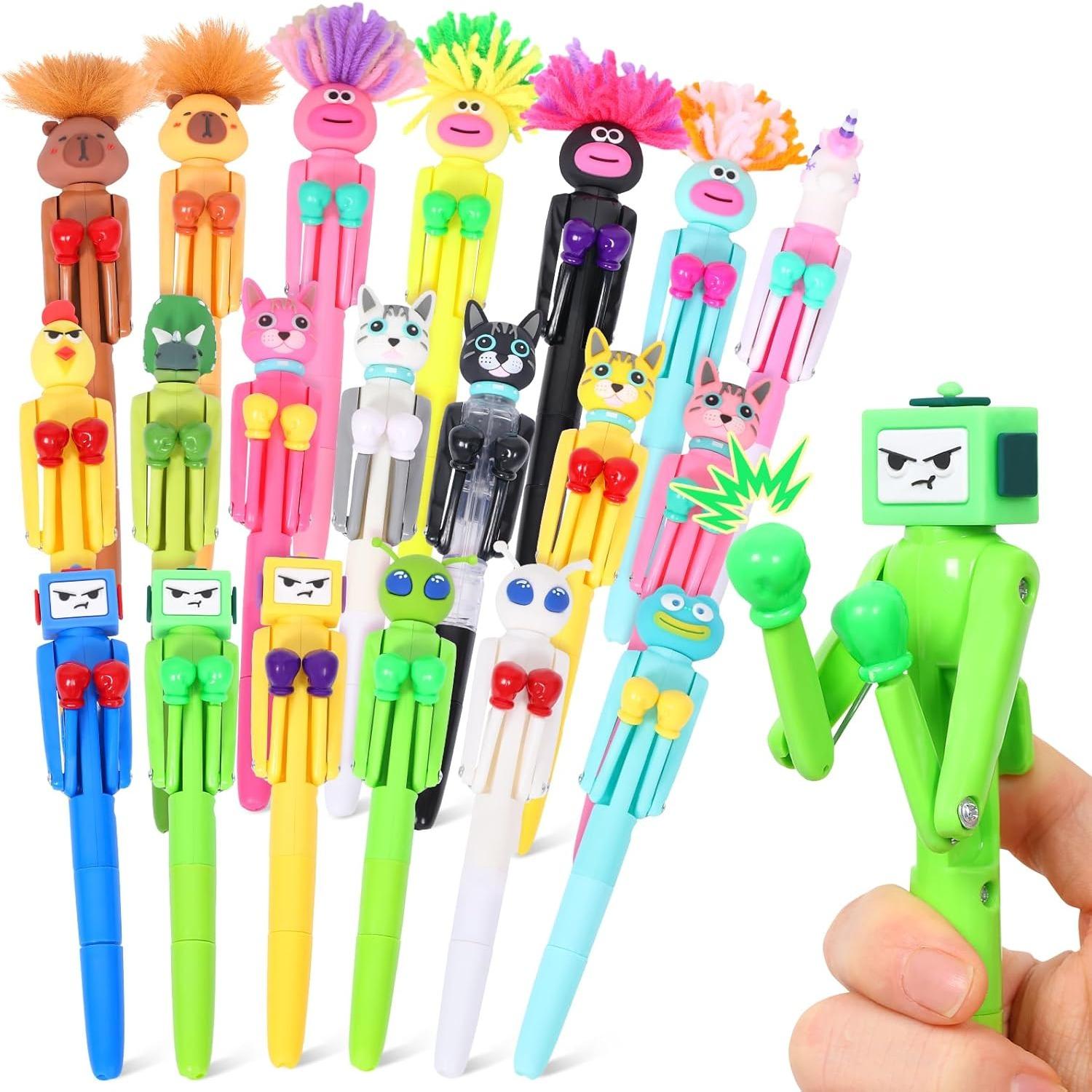 

20 Pcs Funny Pens, 1.0mm Refills Cartoon Boxing Ballpoint Pens for All Ages, Cool Pen with Crisp Button Sound, Fun Character Confrontation Boxing Pen 20-Pack