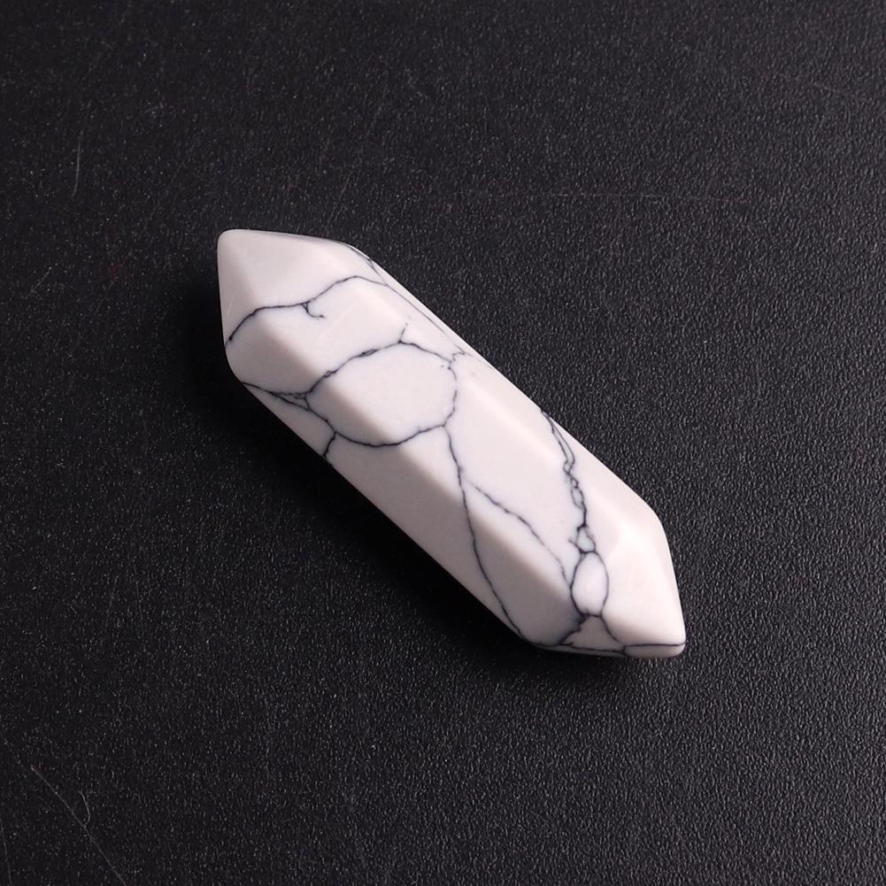 32x8mm Natural Stone Crystal Double Pointed Hexagonal Column Pendant Necklace
