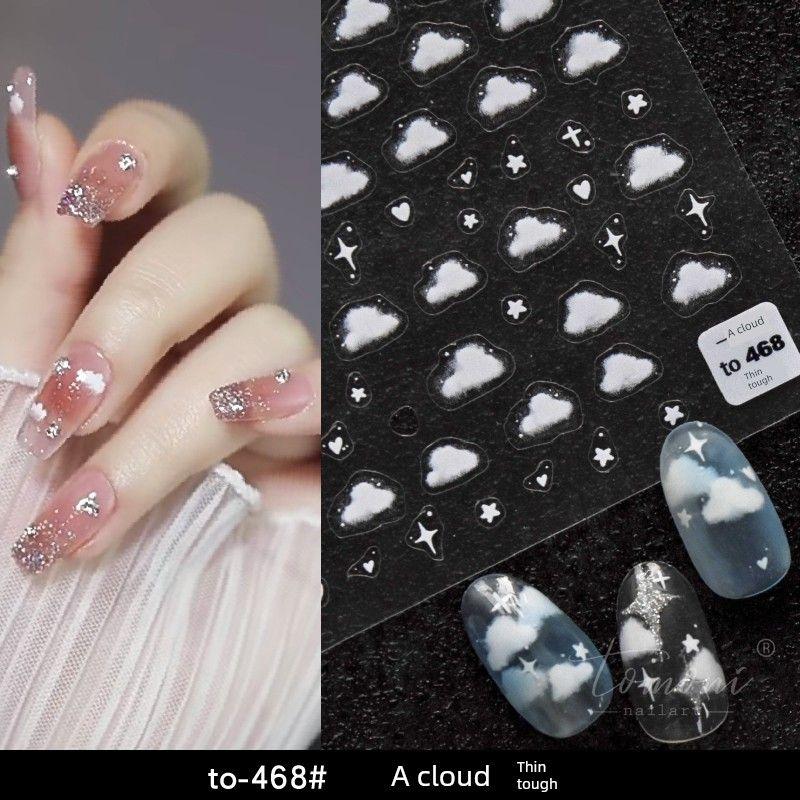 

2023 Cloud 3D Relief Nail Stickers Blush to-468# a cloud