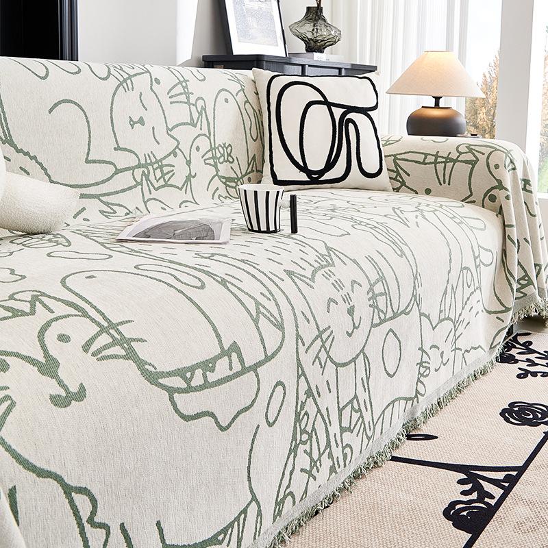 

Мультяшный стиль Ins, диванное полотенце, полное покрытие, ткань из синели, универсальный универсальный пылезащитный чехол для дивана, не царапающая подушку, одеяло 180*130cm