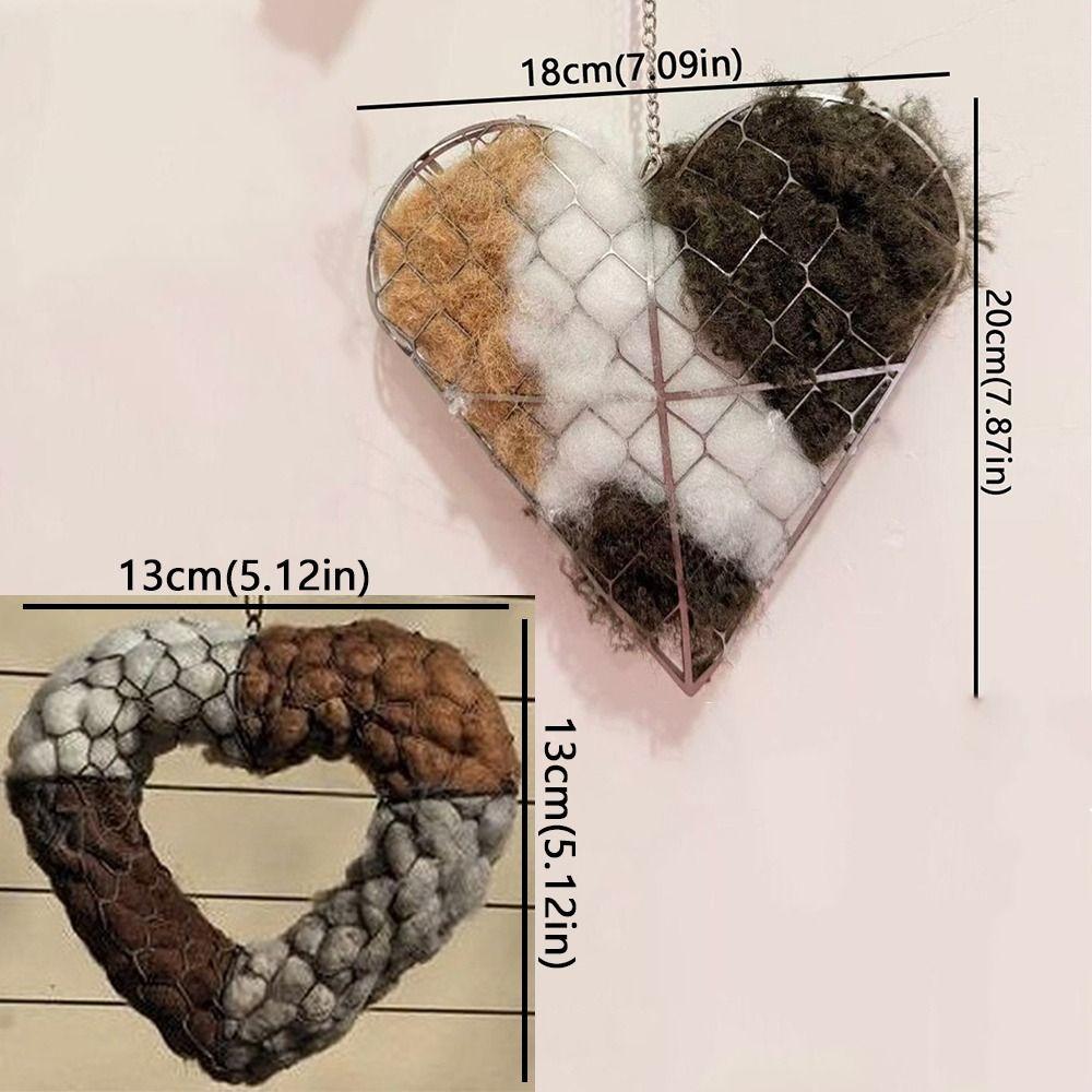 Heart Shape Alpaca Fiber Bird Nesting Heart Refillable Winter Bird Tree Shelter  Garden Art