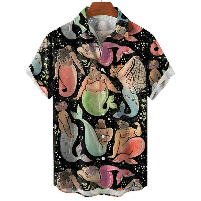 New summer casual hot sale D printing short-sleeved shirt Hawaiian shirt men's vacation seaside source