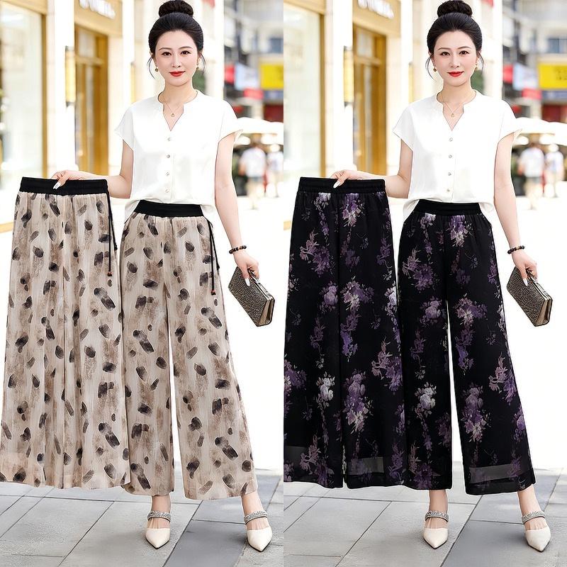 Women's Summer Wide-Leg Nine-Point Drape Pants - Loose, Slimming Straight-Leg Casual Culottes