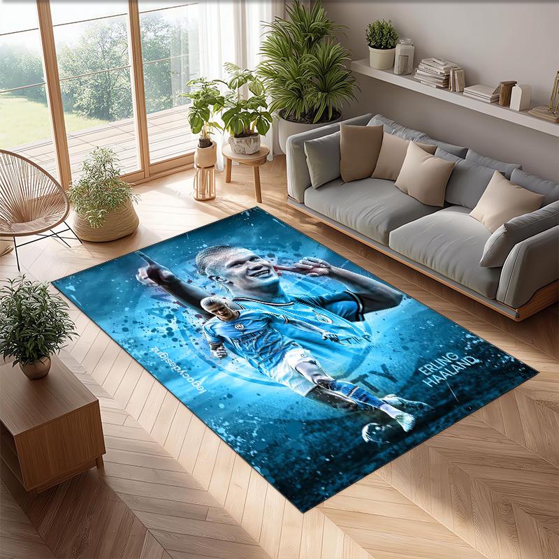Erling Haaland Printed Flannel Area Rug Non Slip Soft Polyester Floor Carpet Indoor Decor Mat for Bedroom Living Room Sofa