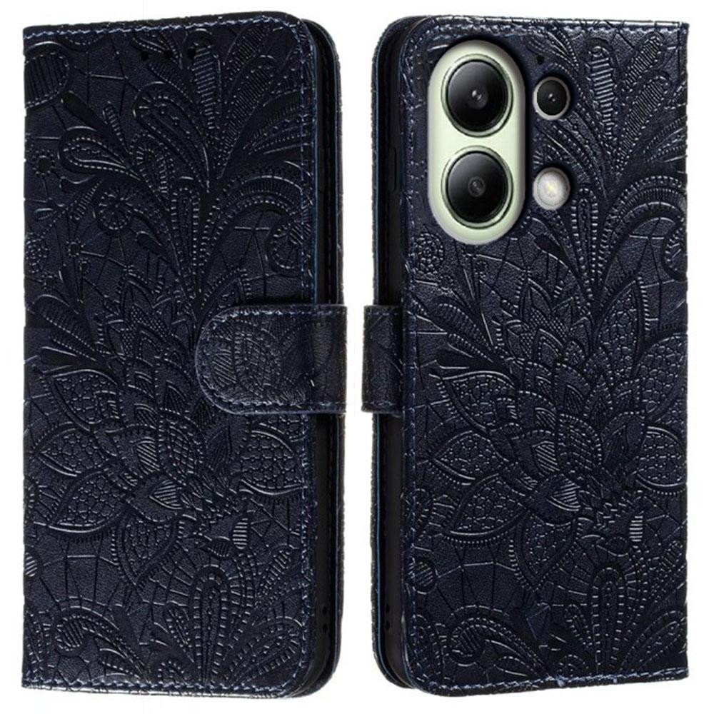 For Xiaomi Redmi Note 13 4G Case Lace Flowers PU Leather Flip Wallet Phone Cover