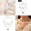 Collier à chaîne en perles artificielles pour filles avec pendentif cœur multicouche Été