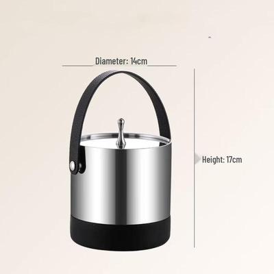 Double-Layer Ice Bucket with Leather Handle