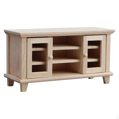 TV Cabinet with Door Unfinished Miniature Wooden Media Console for Hobbyists,