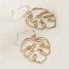 Stylish Gold Alloy Leaf-shaped Earrings For Women Asymmetric Geometric Design