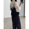 Kumikumi Sweet Set French Style Polka Dot Brace Vest Women's Autumn Loose round Neck Long Sleeves Shirt Two-piece Set