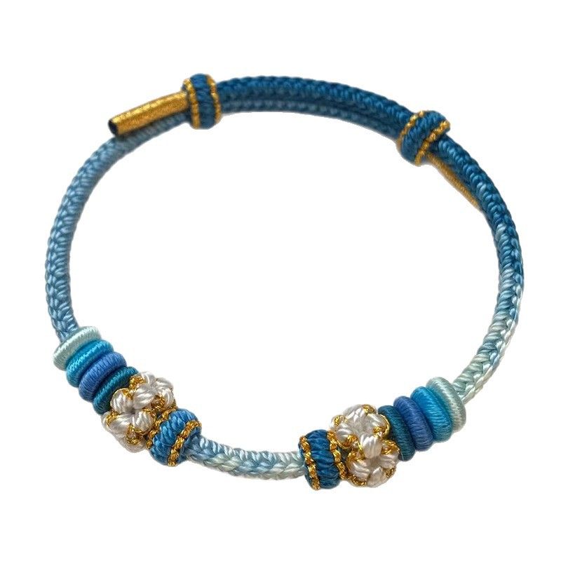 Hand-Woven Peach Blossom Carrying Strap Wearable Gold Lucky Beads Braided Rope Semi-Finished DIY Lucky Red Rope Bracelet for Women