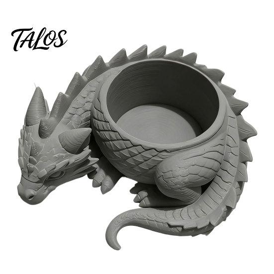 Talos 3D Printed Lying Dragon Flowerpot for Small Green Plants, Decorative Succulents Pot Ornament, Dark Style Figurine Home Office Desktop