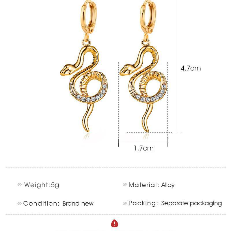 New Stylish Snake-Shaped European & American Earrings: Cold Style, Diamond-Embellished, Fashionable Long Design, Perfect for Trendsetters.