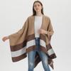 Stylish Striped Double-Sided Scarf Shawl: European & American Fashion Cape Women's Warm Outerwear Cardigan