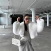 Temperament large lapel fur coat women's fluffy soft white fox fur top fashion plush coat
