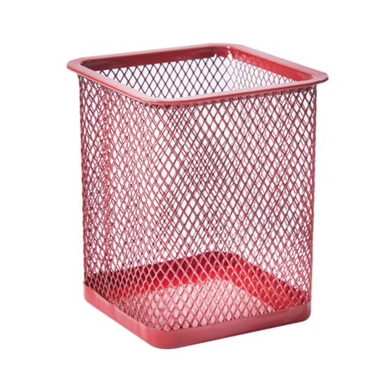 

Держатель для ручек, большой емкости, износостойкий настольный органайзер из кованого железа, сетчатый ящик для дома Square красный