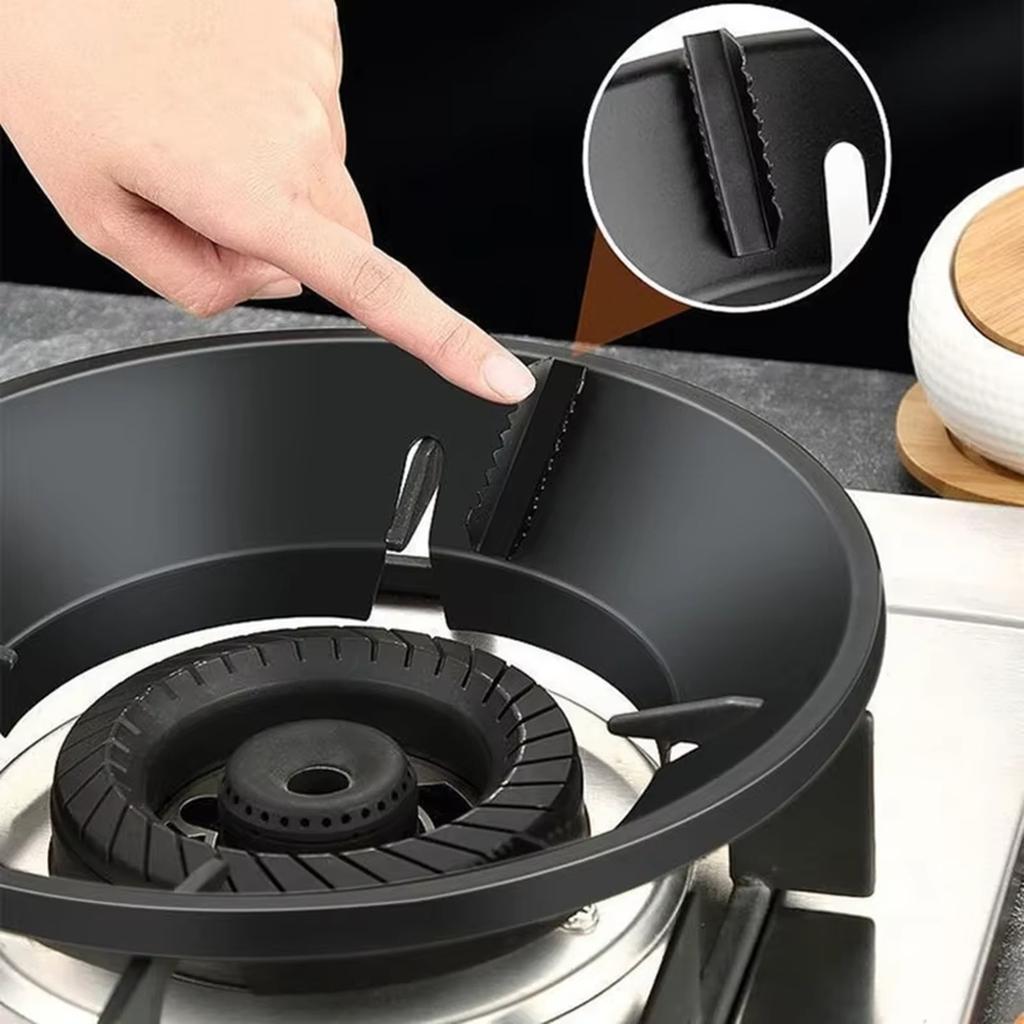 English: Gas Stove Windproof Energy Saving Cover Universal Wind Shield Gas Burner Energy Ring Bracket Accessories