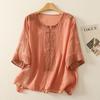 Elegant Chiffon Top: Popular Chinese Style Mid-Aged Women's Five-Point Sleeve Printed T-Shirt