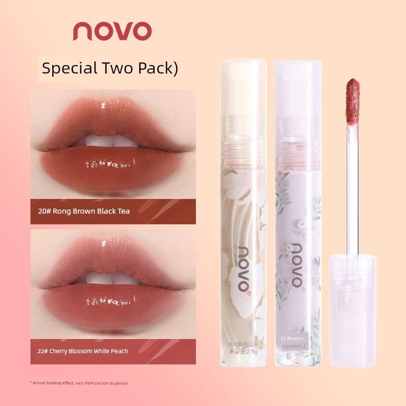 Novo Fake Plain Face Lip Lacquer Female Water Mirror Glass Lip Full Lips Student Party Nude Color Series Lip Gloss and Lip Gloss Lipstick