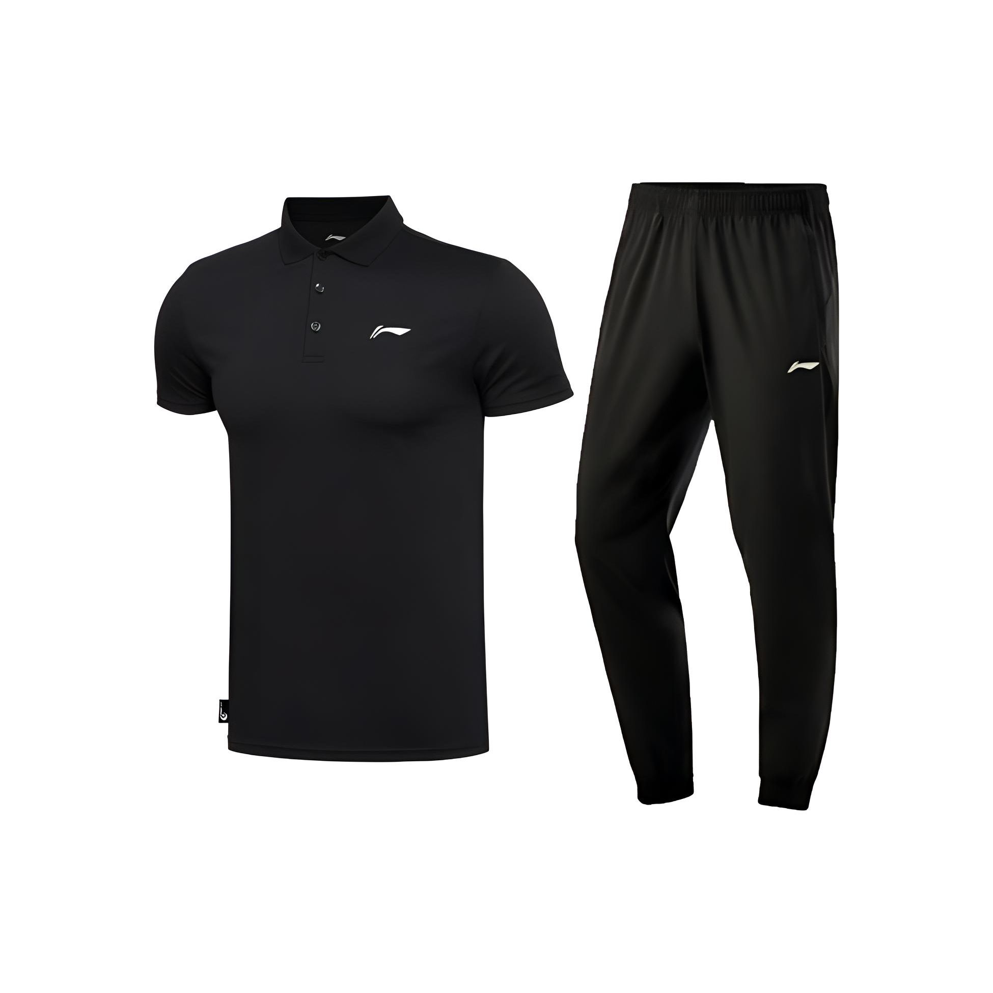 

Li Ning Logo Print Breathable Casual Sports Suit Men suit Black APLT197-2+AYKT415-1 XXXL
