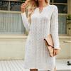 BITCED Autumn/Winter Twisted-Knit Mid-Length Knitted Dress Solid-Colour Slit-Hem Loose-Fit Pullover Women's Wool Dress