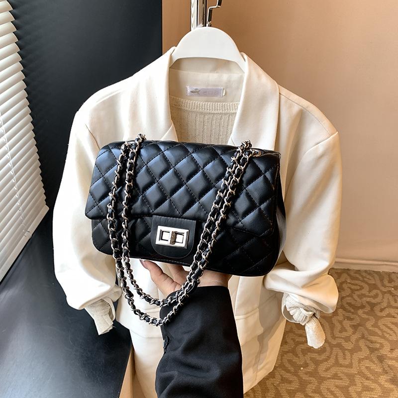 

Rhombus chain bag women s new fashion niche design shoulder messenger bag high-end small square bag чёрный