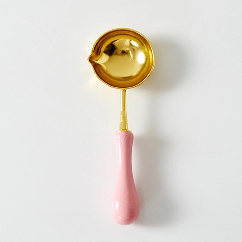 1PC Sealing Wax Spoon Wood Handle Retro Wax Stamping Spoons Fire Paint Melting Spoon Firing Stamp Envelopes Card Metal Tool