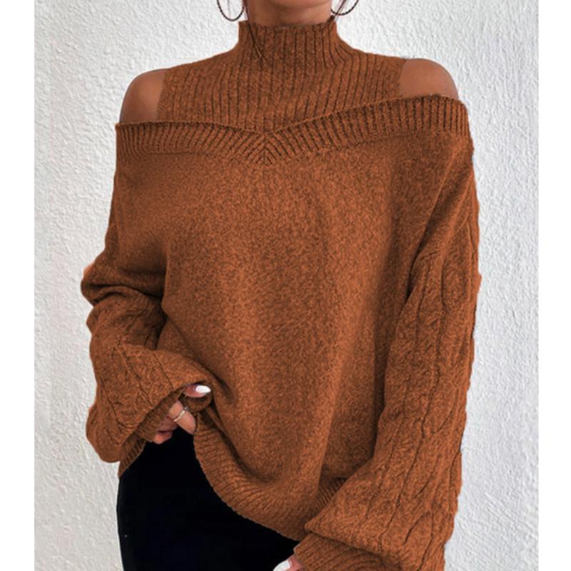 Vysoce kvalitní zimní svetr s polovičním rolákem pro ženy Volný pletený svetr pro ženy