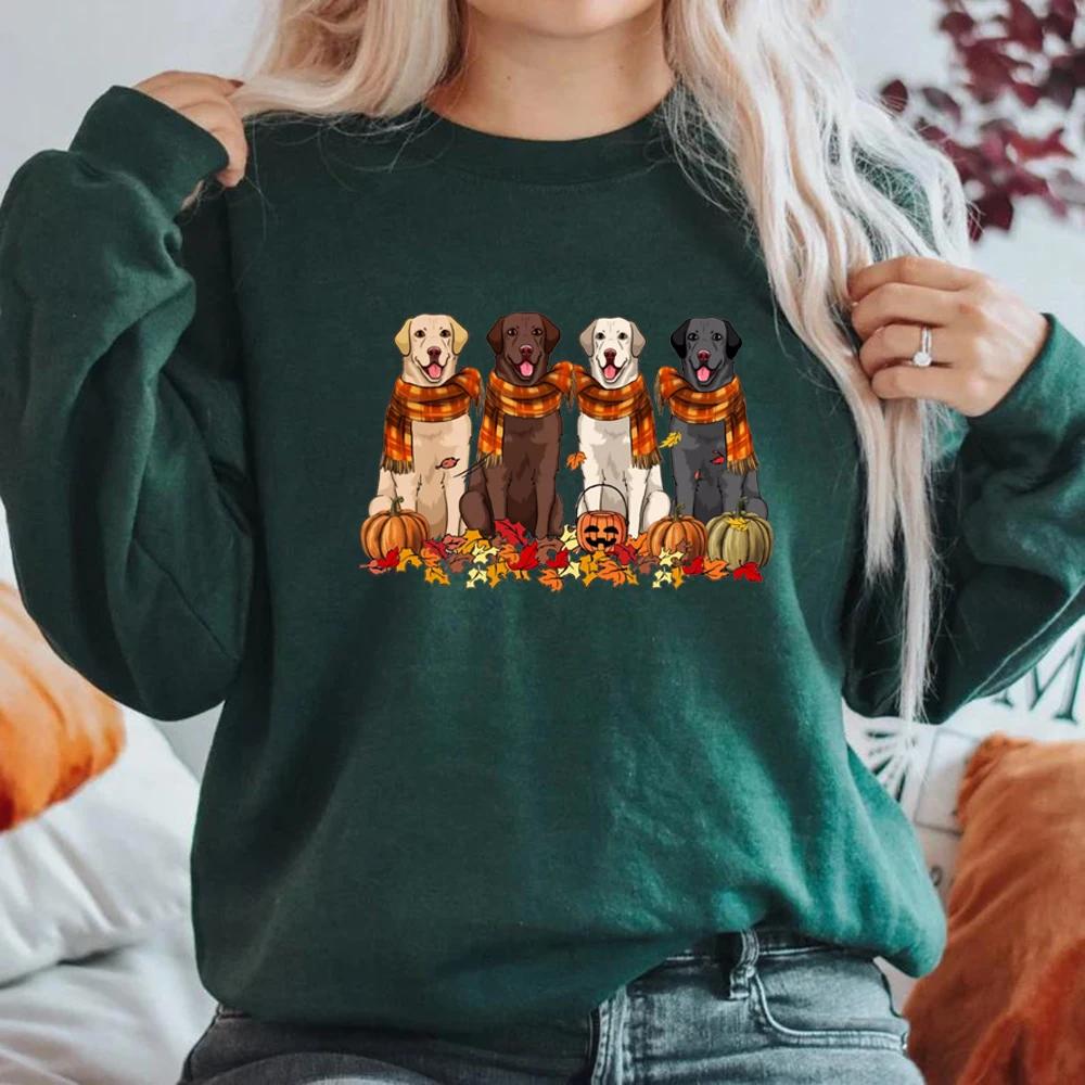 Labrador Retriever Thankgiving Dog Sweatshirt Fall Dog Hoodie Dog Lover Gift Women Crewneck Sweatshirt Thanksgiving Pumpkin Tops
