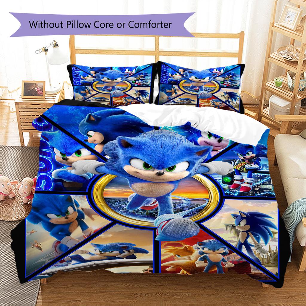 Flashy Hedgehog Pattern Bedding Quilt Set Quilt Cover Pillowcase Home Decoration Gift (1 * duvet cover + 2 * pillowcase, without core)