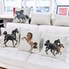 Horse Cushion Cover Cotton Linen Beige Sofa Decorative Pillows Covers Animals Black Horse Pillow case for waist back Car Seat