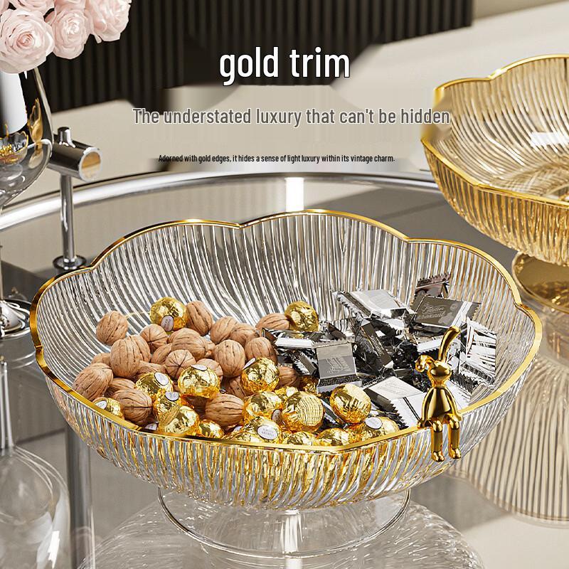 Ruhan Light Luxury Gold-Rimmed Drainable Fruit Plate