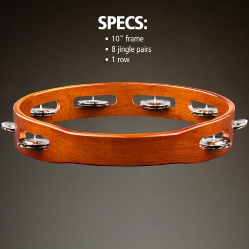 MEINL Percussion Traditional Wood Tambourine with Steel Jingles, 1-Row, TA1AB