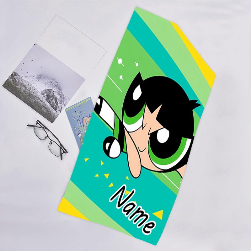 1pc The Powerpuff Girls10 Beach Towel with Custom Name, Beach/Swimming/Bath/Picnic/Camping Towel, Suitable for Seaside Beaches