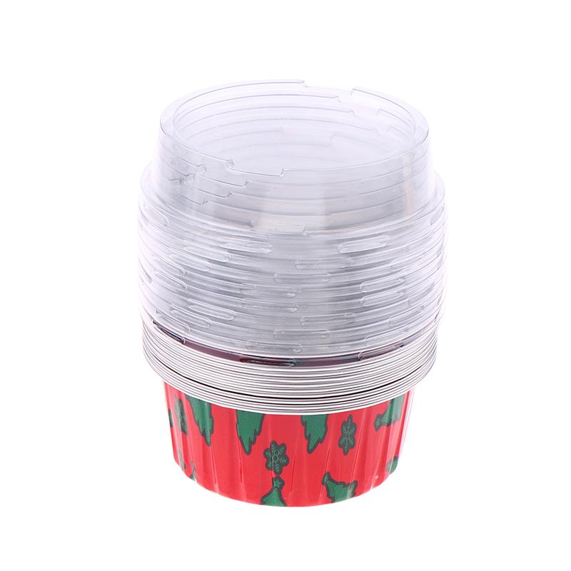 10Pcs Reusable Round Aluminum Foil Tin Cup With Lids Pudding Cake Mold Air Fryer Tinfoil Box Small Baking Tray Tinfoil Cups