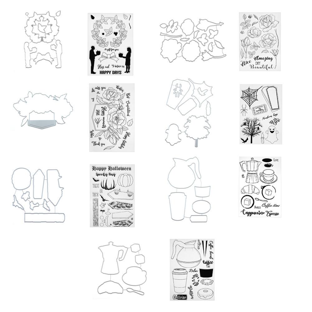 Buy 2pcs DIY Silicone Transparent Seals Clear Stamps+Cutting Die for ...
