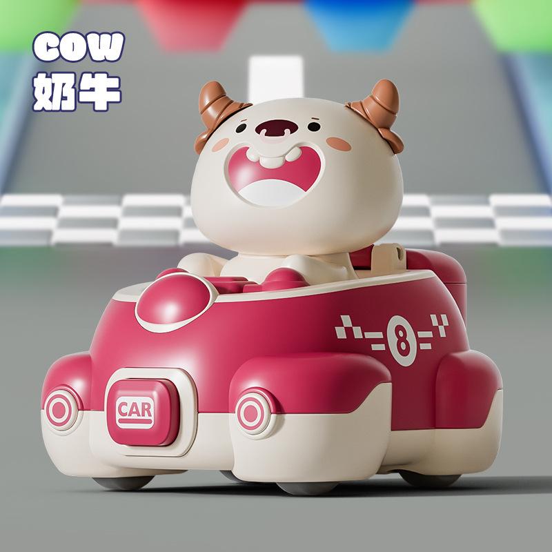Children'S Collision Car Cartoon Cute Pet Animal Inertia Press Ejection Car Puzzle Sliding Toy Car
