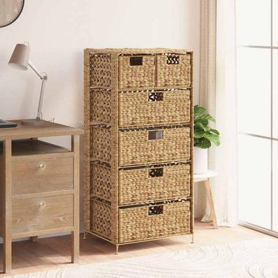 Vidaxl Water Hyacinth Cabinet with 6 Baskets 47 X 37 X 100 Cm