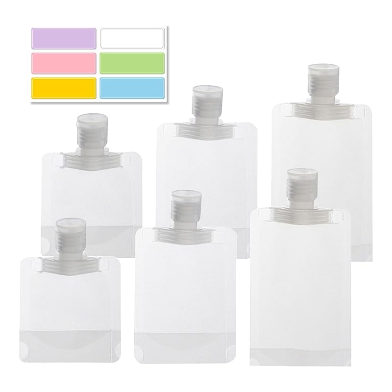 

TVETE pouch container travel liquid packets In a bag travel bottle [6 pieces] 3 different sizes refill container shampoo container Convenient travel