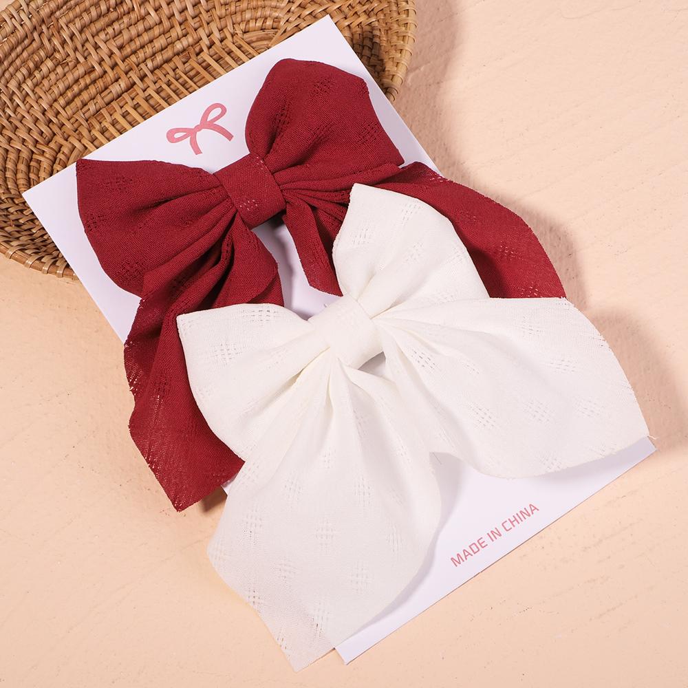 2Pcs/set Sweet Solid Bowknot Hair Clips for Women Girls Print Bows Hairpins Barrettes Duckbill Clip Headwear Hair Accessories