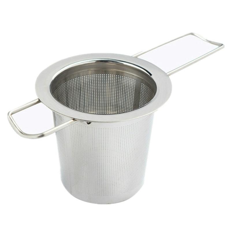 Heat Resistant Teas Strainer with Folding Handle 304 Stainless Steel And Silicone Materials Brewing Basket with Lid