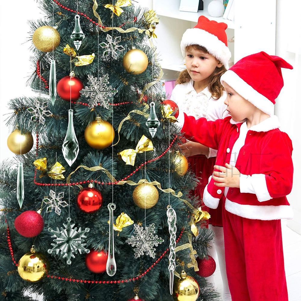 50 průhledných ozdob ve tvaru rampouchů a sněhových vloček pro DIY vánoční stromek