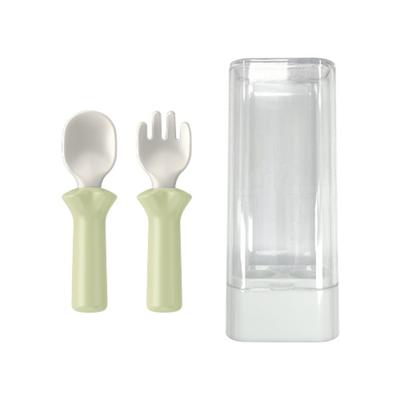 Blaues Mama Modoyam Löffel + Gabel + Etui Set, Grüne Bohne, 1 Set