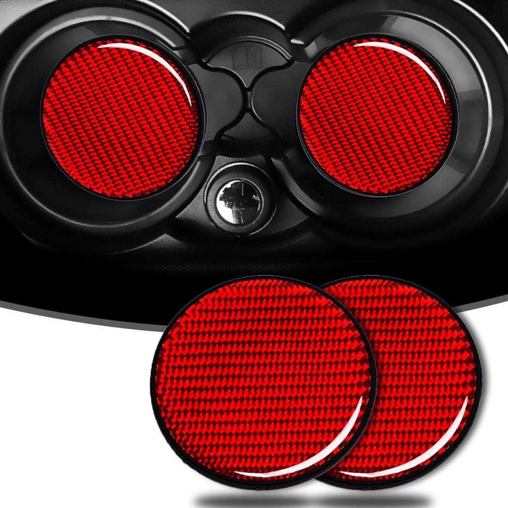 Car Cup Holder Coaster, 2 PCS Carbon Fiber Non-Slip Embedded Coasters, Universal 2.75 Inch Cup Holder ert Coaster Pad, Non-Slip Bottle Pad Embedded