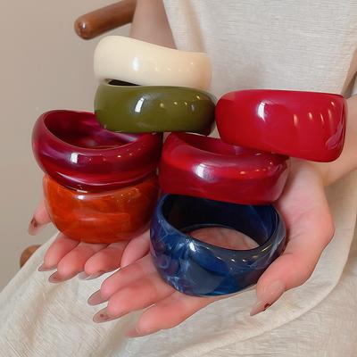 Bohemian Irregular Smudging Wide Bracelets for Women Men Personality Chunky Thick Acrylic Bangles Design Sense Jewelry Work B
