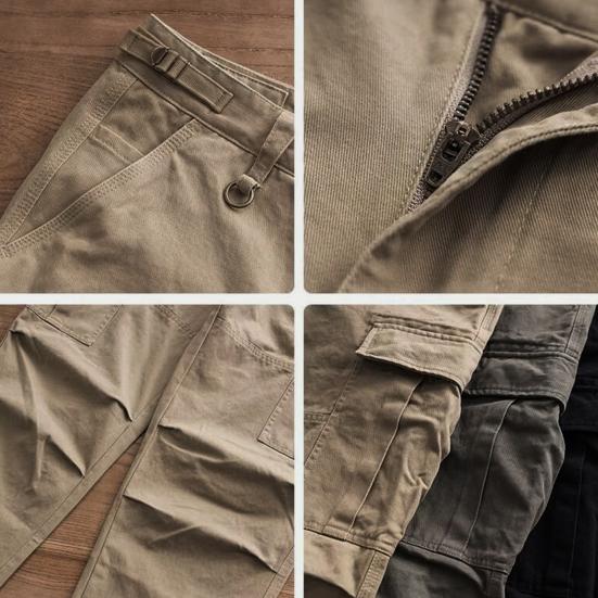 Herren Cargohose Loose Einfarbig Vintage Style High Street Style Weites Bein Gerades Bein Multi Taschen Streetwear Outdoor Reisehose