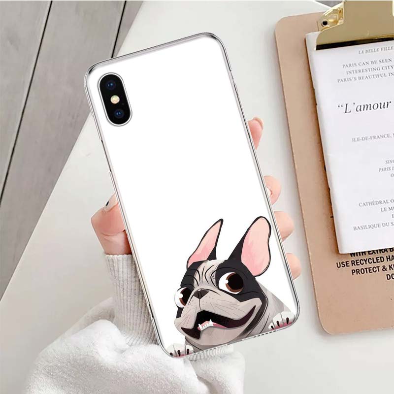 Pug Dog French Bulldog animal Soft Phone Case For IPhone 11 17 Air 16E 16 Pro Max 15 + 14 Plus 13 Mini 12 Apple 7 SE 8 Fundas Co